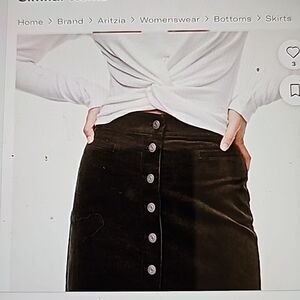 Wilfred Free black corduroy button front mini skirt size 6